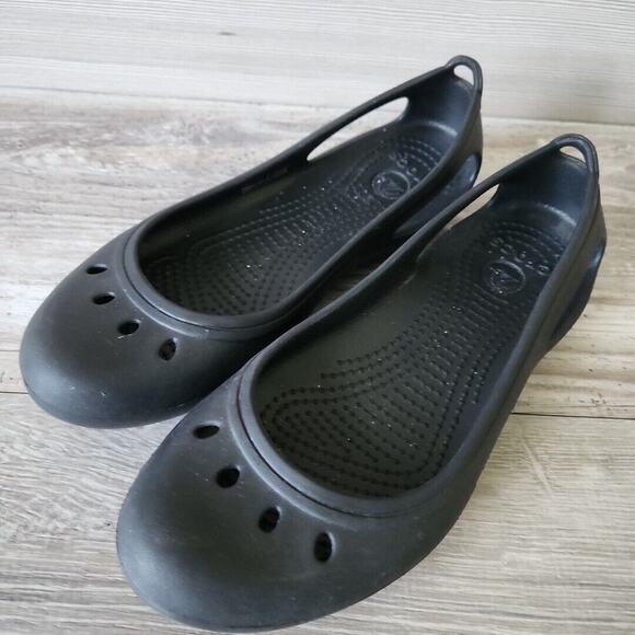 Crocs Womens Kadee Ballet Flats Black Comfort Casual Beach Travel Shoes Sz 7 EUC - Picture 3 of 9